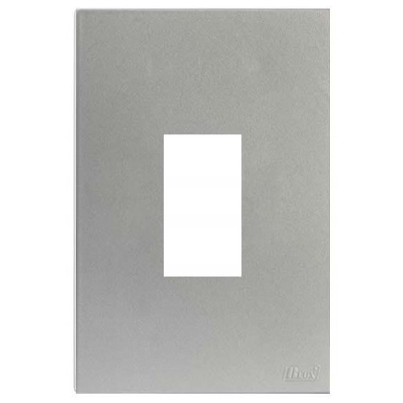 Placa 1 Módulo Vertical com Suporte 4x2 - RECTA PRATA SATIN FOSCO